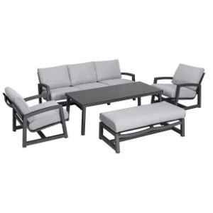 35% Off Kettler Caredo Metal Garden Dining Set, Rectangular, 6 Seater, Grey